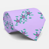 Purple Flowers on Lavender Pattern, Ties Stropdas (Opgerold)