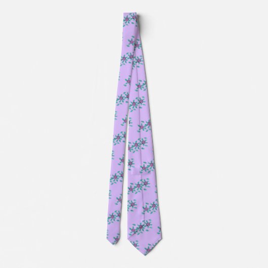 Purple Flowers on Lavender Pattern, Ties Stropdas (Achterkant)