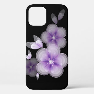 Purple Flowers op Black Case-Mate iPhone Case