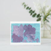 Purple Flowers op Blue Background briefkaart (Staand voorkant)