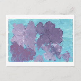 Purple Flowers op Blue Background briefkaart