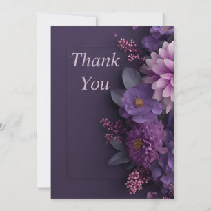 Purple Flowers op Dark Paarse bedankkaart Kaart
