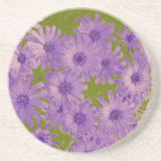 Purple Flowers op Green Zandsteen Onderzetter