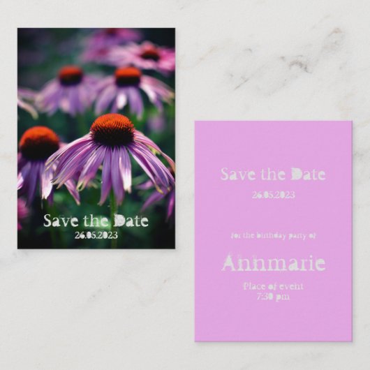 Purple Flowers op RHS Wisley Save the date Notitiekaartje (Voorkant / Achterkant)