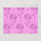 Purple Flowers Outline Pattern Briefkaart (Voorkant)