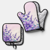 Purple Flowers Ovenwant & Pannenlap Set (Voorkant / Achterkant)