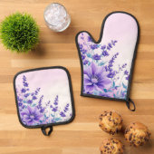 Purple Flowers Ovenwant & Pannenlap Set (Top down)