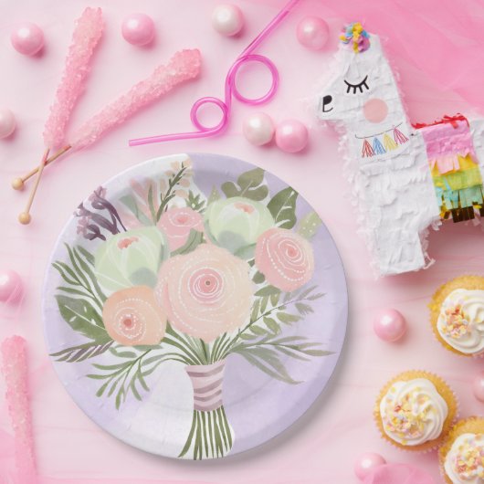 Purple Flowers Papieren Bordje (Feest)