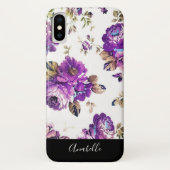 Purple Flowers Patroon met Monogram Case-Mate iPhone Case (Achterkant)