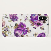 Purple Flowers Patroon met Monogram Case-Mate iPhone Case (Achterkant (horizontaal))