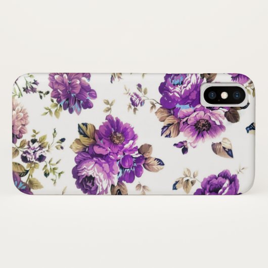 Purple Flowers Patroon met Monogram Case-Mate iPhone Case (Achterkant (horizontaal))