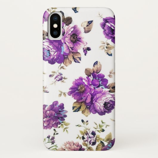 Purple Flowers Patroon met Monogram Case-Mate iPhone Case (Achterkant)