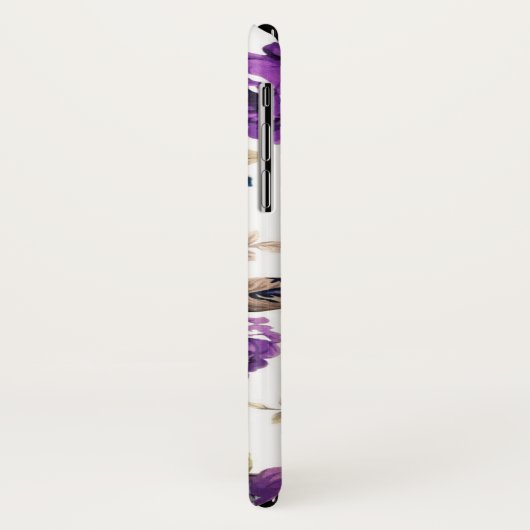 Purple Flowers Patroon met Monogram Case-Mate iPhone Case (Achterkant/links)