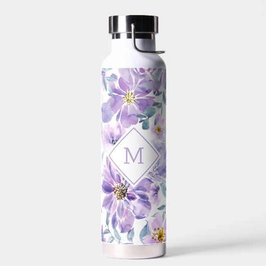 Purple Flowers Patroon Waterfles (Links)