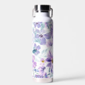 Purple Flowers Patroon Waterfles (Voorkant)