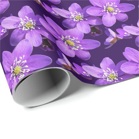 Purple Flowers Pattern Cadeaupapier (Rol Hoek)
