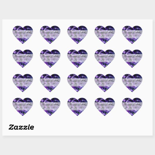 Purple Flowers Personal Wedding Hart Sticker (Vel)