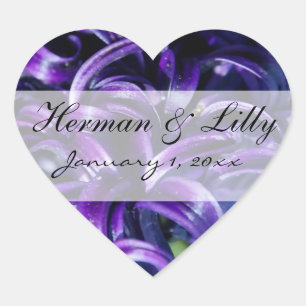 Purple Flowers Personal Wedding Hart Sticker