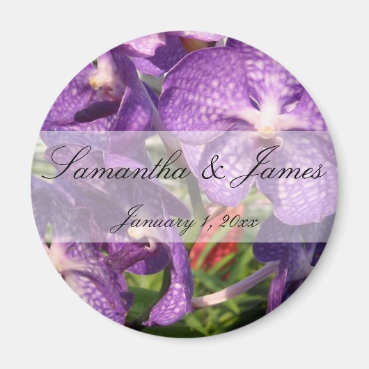 Purple Flowers Personal Wedding Magneet (Voorkant)