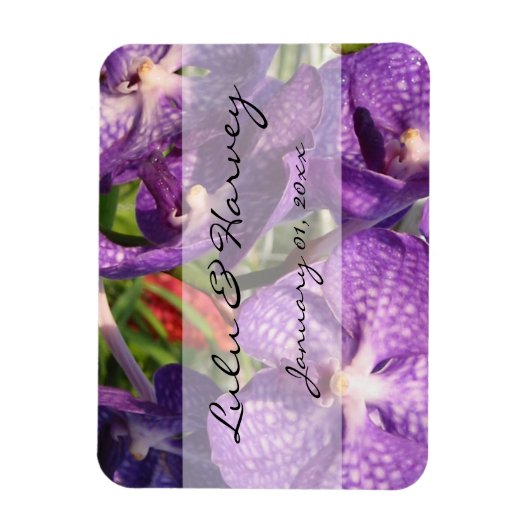 Purple Flowers Personal Wedding Magneet (Verticaal)