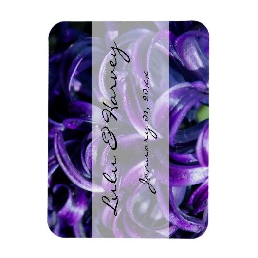 Purple Flowers Personal Wedding Magneet (Verticaal)