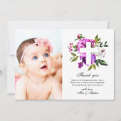 Purple Flowers Photo Baptisme Hartelijk dank Kaart (Voorkant)