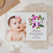 Purple Flowers Photo Baptisme Hartelijk dank Kaart