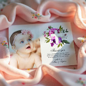 Purple Flowers Photo Baptisme Hartelijk dank Kaart