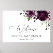 Purple Flowers, Plum Flowers, Baby shower Welcome Poster (Voorkant)