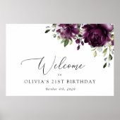 Purple Flowers, Plum Flowers, Birthday Welcome Poster (Voorkant)