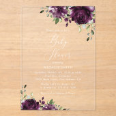 Purple Flowers, Plum Flowers, Boho, Baby shower Acryl Uitnodigingen (Voorkant)