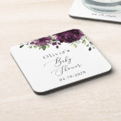 Purple Flowers, Plum Flowers, Boho, Baby shower Bier Onderzetter (Linkerzijde)