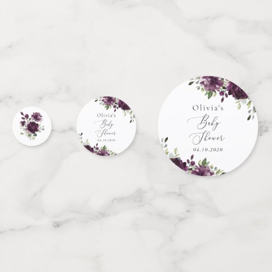 Purple Flowers, Plum Flowers, Boho, Baby shower Confetti (Achterkanten)