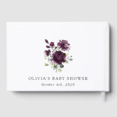 Purple Flowers, Plum Flowers, Boho, Baby shower Gastenboek (Achterkant)