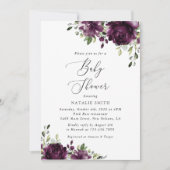 Purple Flowers, Plum Flowers, Boho, Baby shower Kaart (Voorkant)