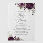Purple Flowers, Plum Flowers, Boho, Baby shower Vellum Uitnodigingen (Voorkant)