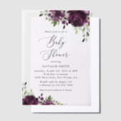 Purple Flowers, Plum Flowers, Boho, Baby shower Vellum Uitnodigingen (Offset)