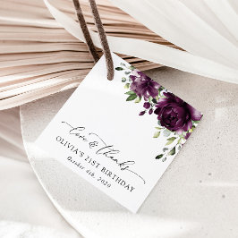 Purple Flowers, Plum Flowers, Boho, Birthday Bedankjes Labels