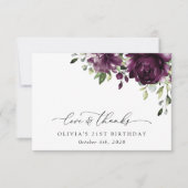 Purple Flowers, Plum Flowers, Boho, Birthday Bedankkaart (Voorkant)