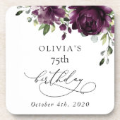 Purple Flowers, Plum Flowers, Boho, Birthday Bier Onderzetter (Voorkant)