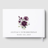 Purple Flowers, Plum Flowers, Boho, Birthday Gastenboek (Achterkant)