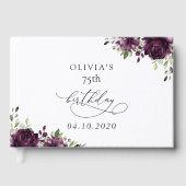 Purple Flowers, Plum Flowers, Boho, Birthday Gastenboek (Voorkant)