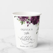 Purple Flowers, Plum Flowers, Boho, Birthday Papieren Bekers (Achterkant)