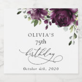 Purple Flowers, Plum Flowers, Boho, Birthday Sparkling Wijnetiket (Enkel label)