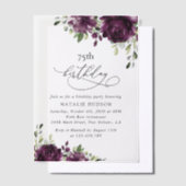 Purple Flowers, Plum Flowers, Boho, Birthday Vellum Uitnodigingen (Offset)