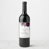 Purple Flowers, Plum Flowers, Boho, Birthday Wijn Etiket (Voorkant)