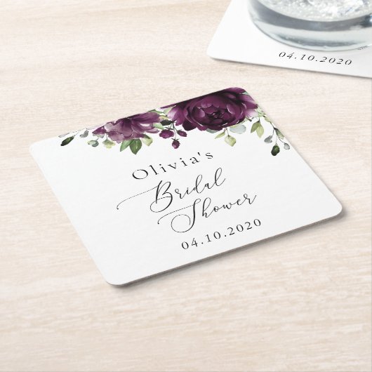 Purple Flowers, Plum Flowers, Boho, Bridal Shower Kartonnen Onderzetters (Schuin)