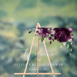 Purple Flowers, Plum Flowers, Boho, Bridal Welcome Acryl Bord