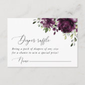 Purple Flowers, Plum Flowers, Boho, Diaper Raffle Informatiekaartje (Voorkant)