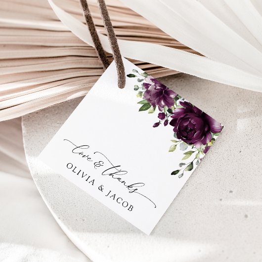 Purple Flowers, Plum Flowers, Boho, Floral Wedding Bedankjes Labels